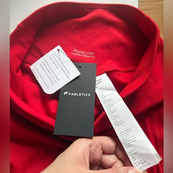 NWT Fabletics Oasis PureLuxe High-Waisted Crossover Flare Leggings Red S Tall - Picture 5 of 9